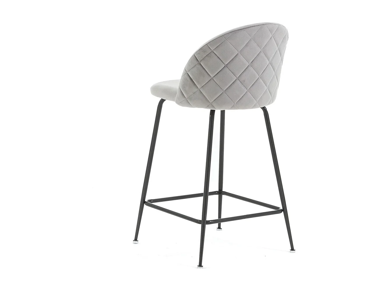 Lot de 2 tabourets de bar rembourrés en velours, pieds en métal, h.65 cm, pour bar, restaurants et cuisine, design moderne et élégant - Sara XL - Gris clair/Gris
