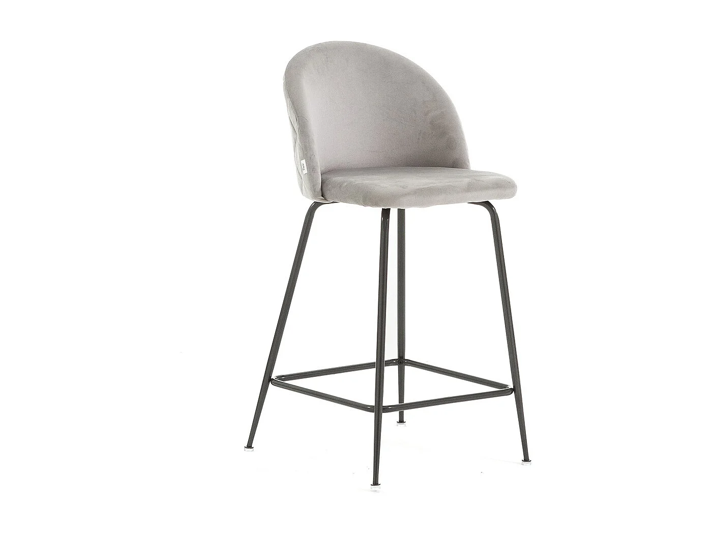 Lot de 2 tabourets de bar rembourrés en velours, pieds en métal, h.65 cm, pour bar, restaurants et cuisine, design moderne et élégant - Sara XL - Gris clair/Gris
