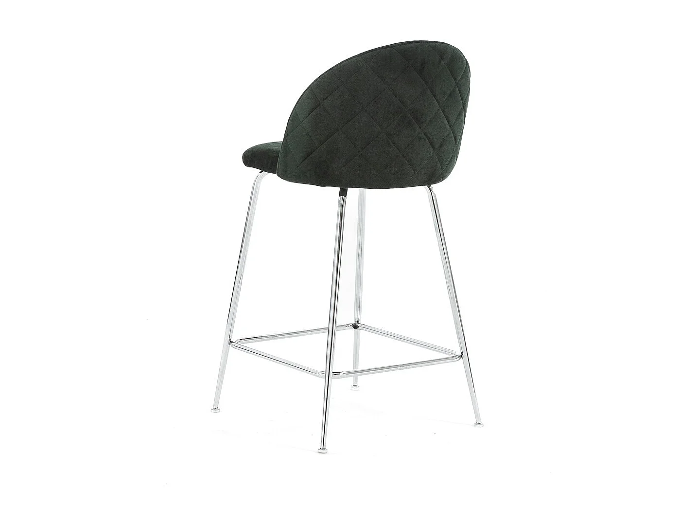 Lot de 2 tabourets de bar rembourrés en velours, pieds en métal, h.65 cm, pour bar, restaurants et cuisine, design moderne et élégant - Sara XL - Vert foncé/Argent