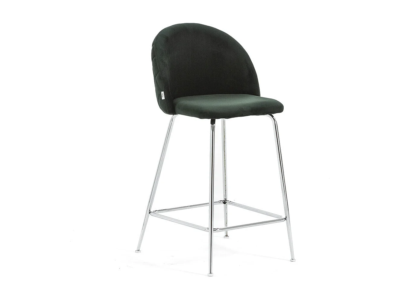 Lot de 2 tabourets de bar rembourrés en velours, pieds en métal, h.65 cm, pour bar, restaurants et cuisine, design moderne et élégant - Sara XL - Vert foncé/Argent