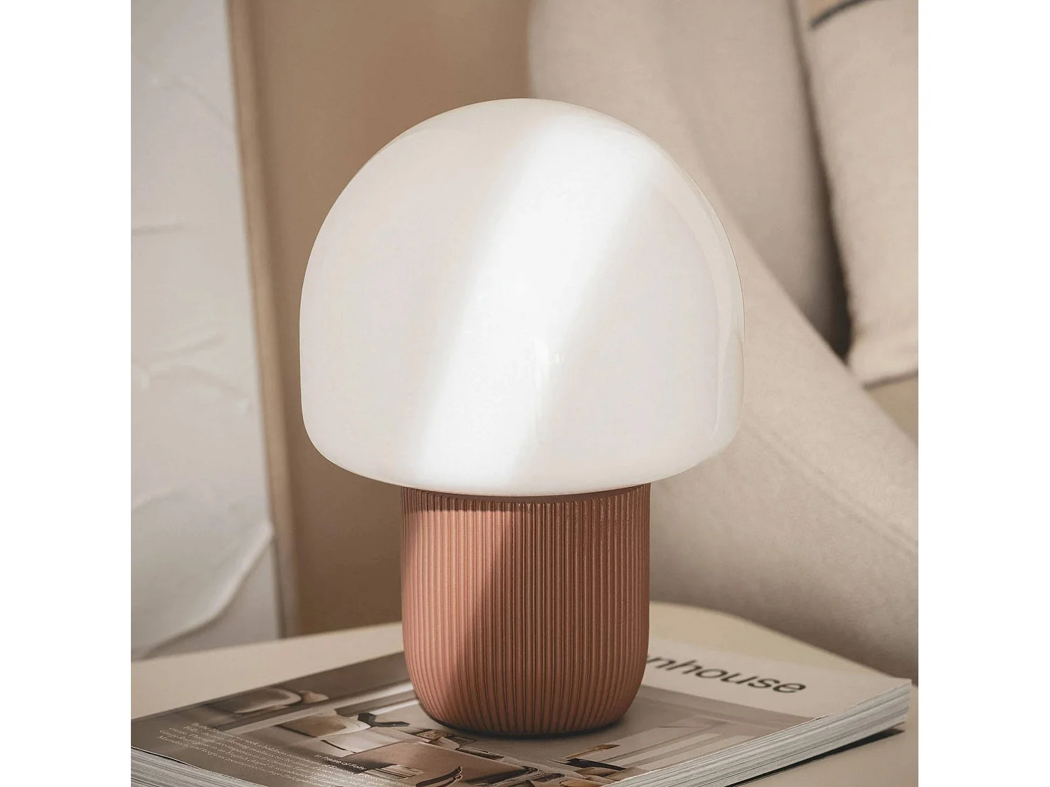 Lampe de table intérieur résine et PVC Ø18cm marron - Sano