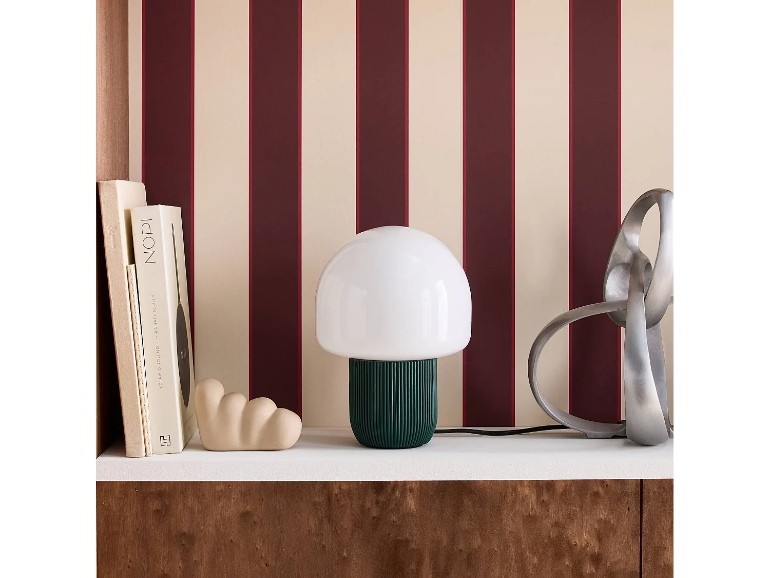 Lámpara de mesa interior resina y pvc, ø18cm verde