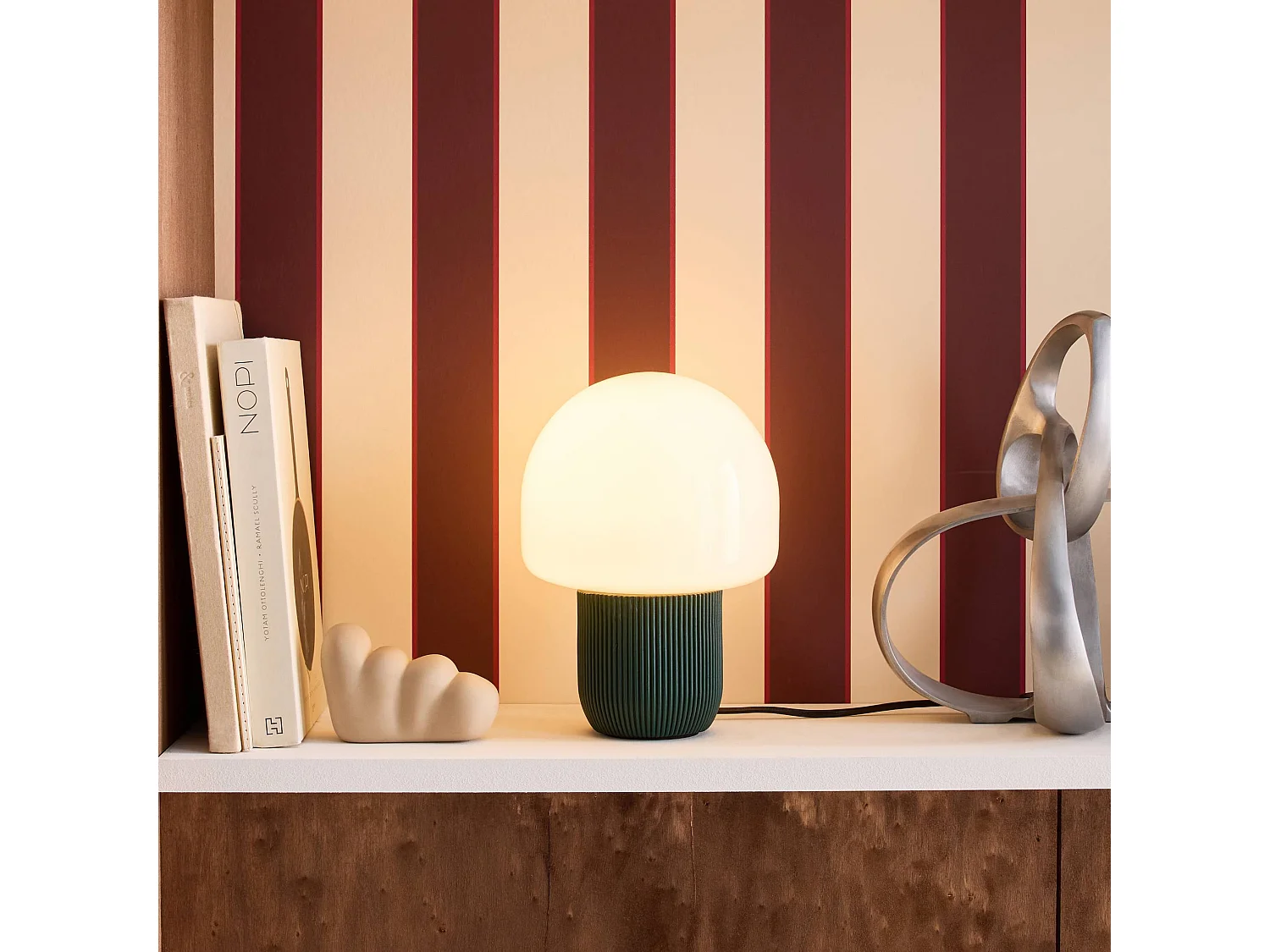 Lámpara de mesa interior resina y pvc, ø18cm verde