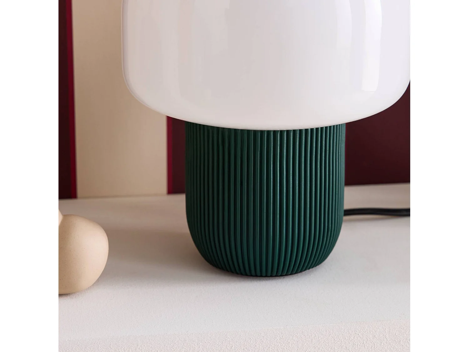 Lámpara de mesa interior resina y pvc, ø18cm verde
