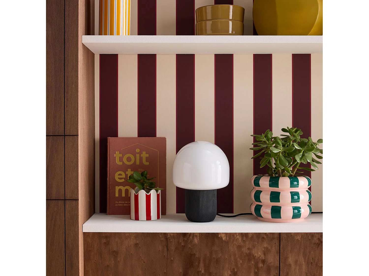 Lámpara de mesa interior resina y pvc, ø18cm negro