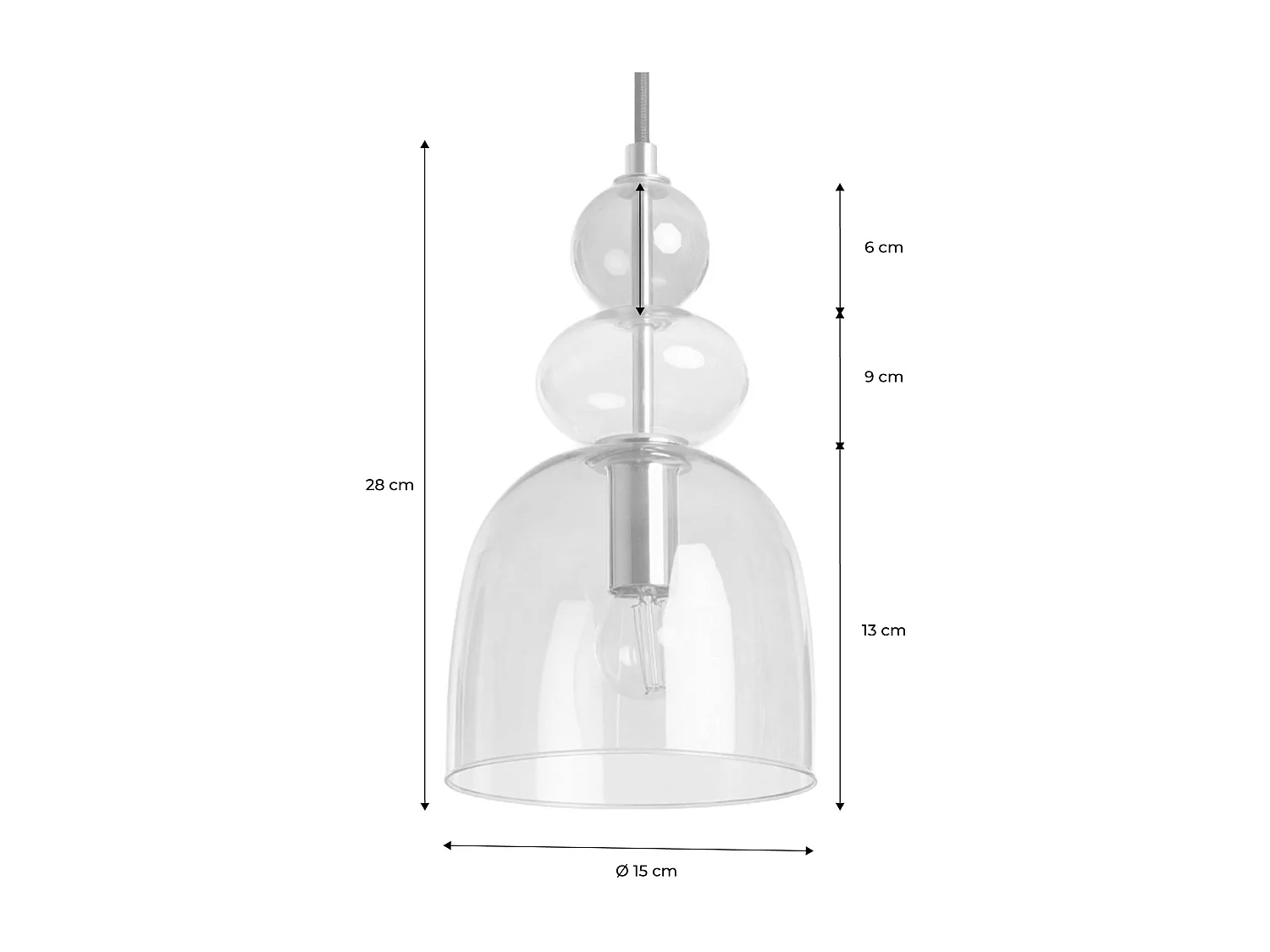 Lampada a sospensione in vetro, ø15cm, verde