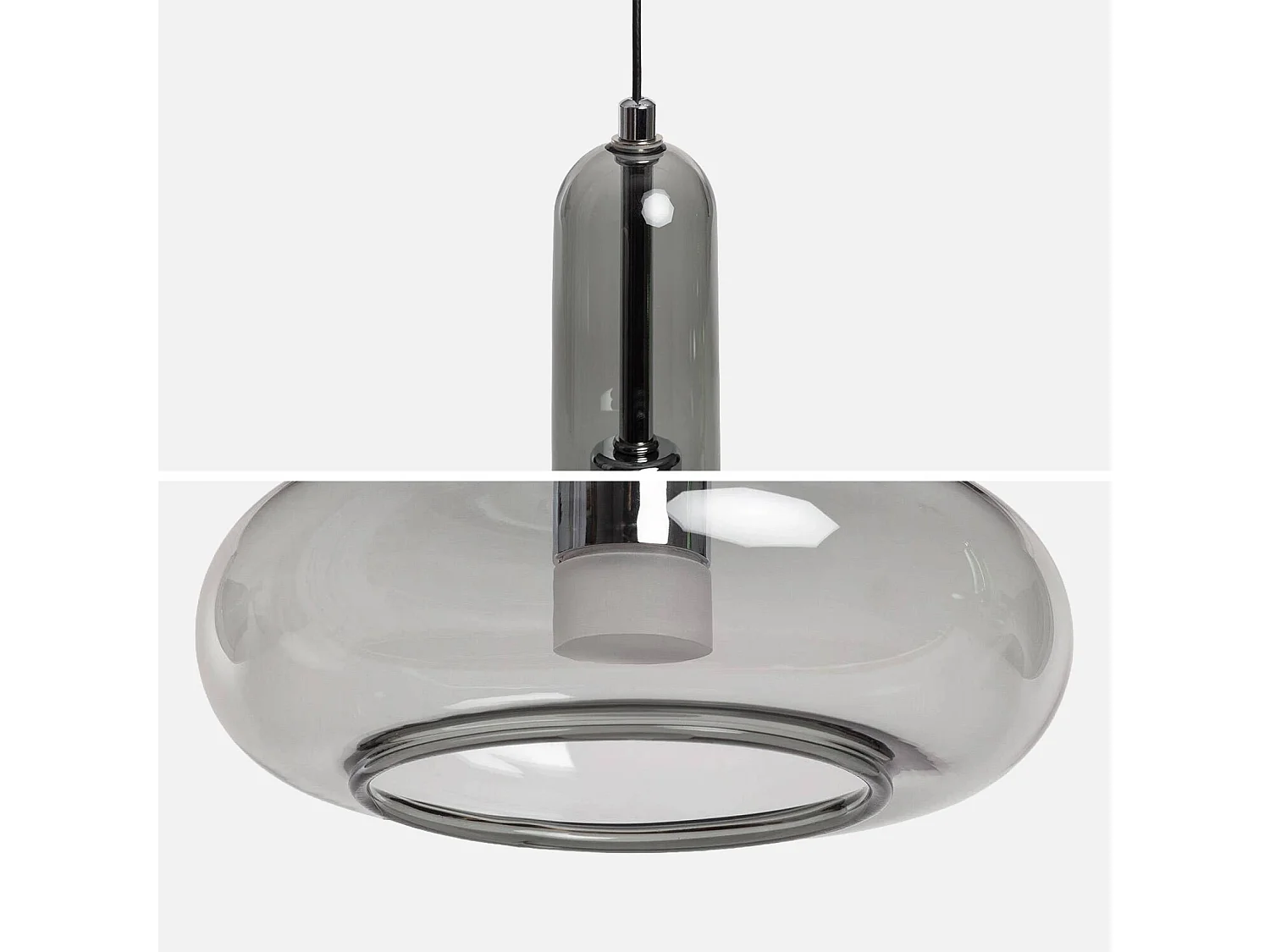 Suspension intérieur verre Ø15cm noir - Zeno