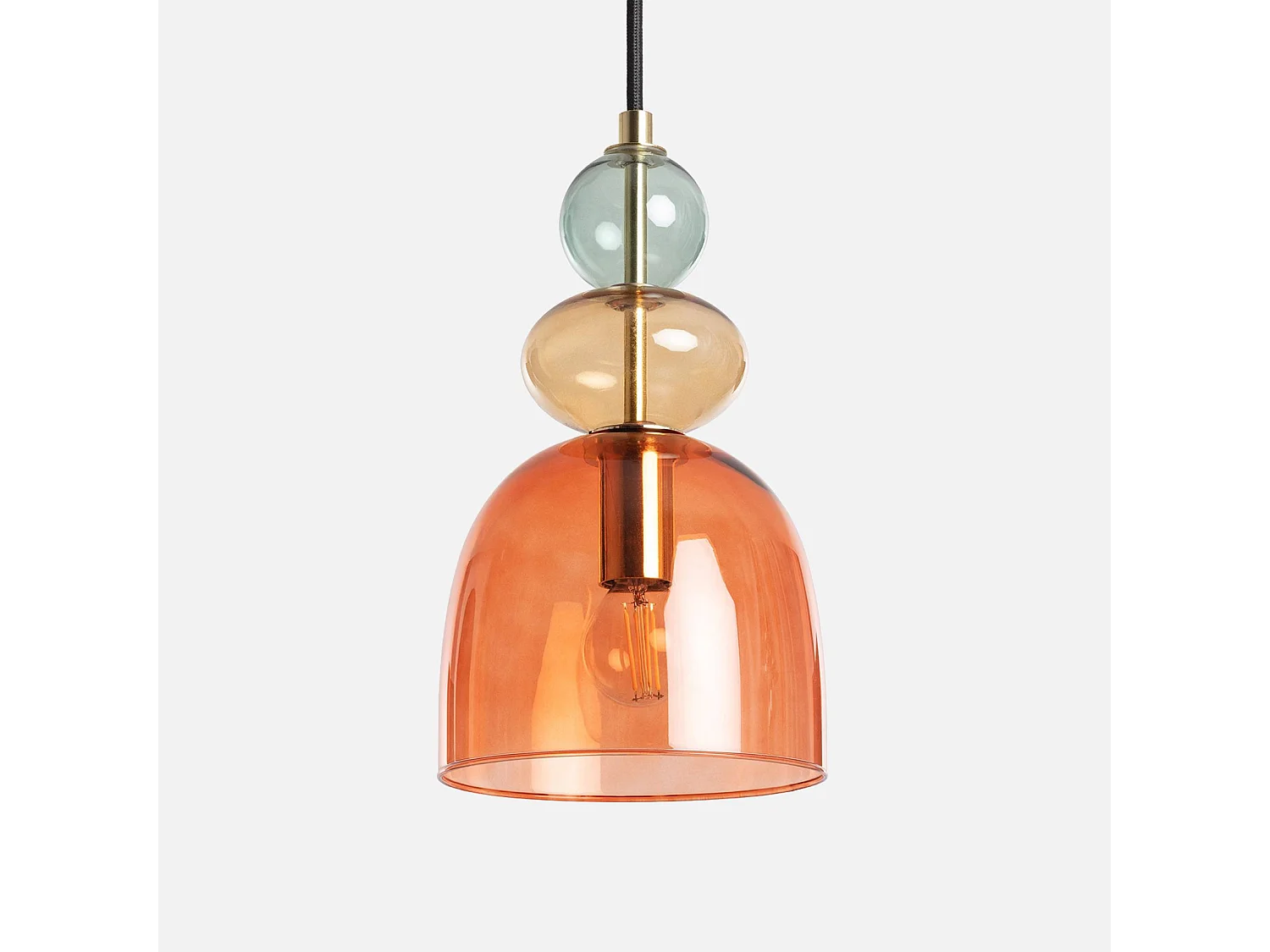Lampada a sospensione in vetro, ø15cm, rosso