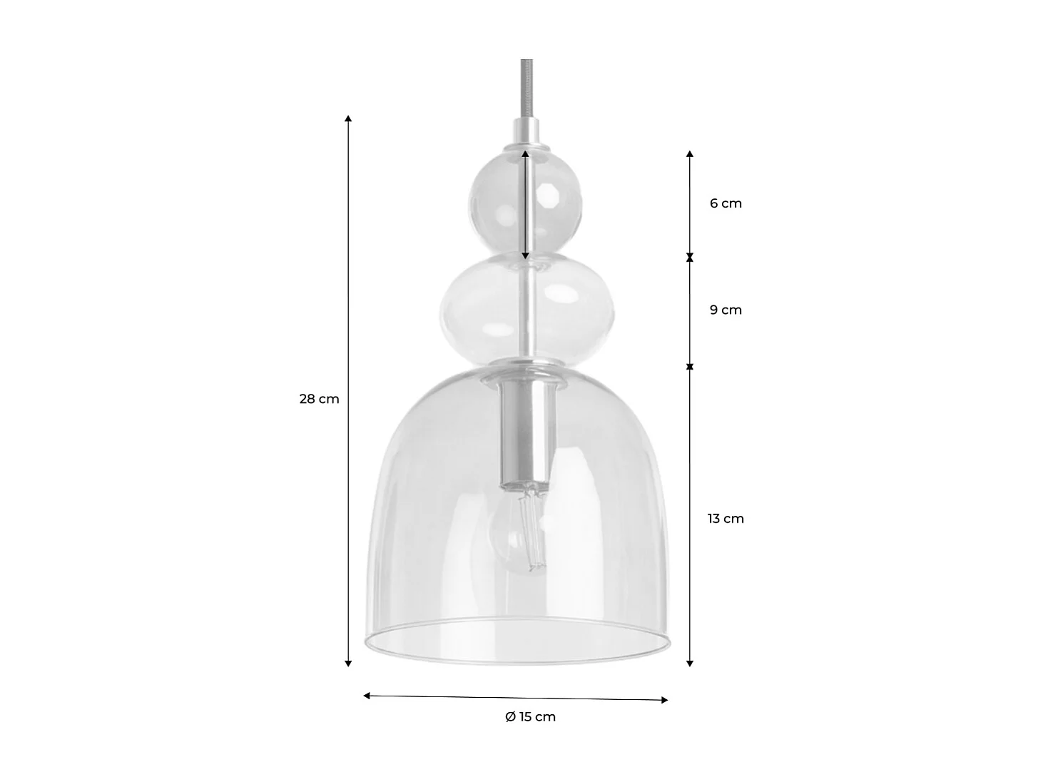 Lampada a sospensione in vetro, ø15cm, rosso