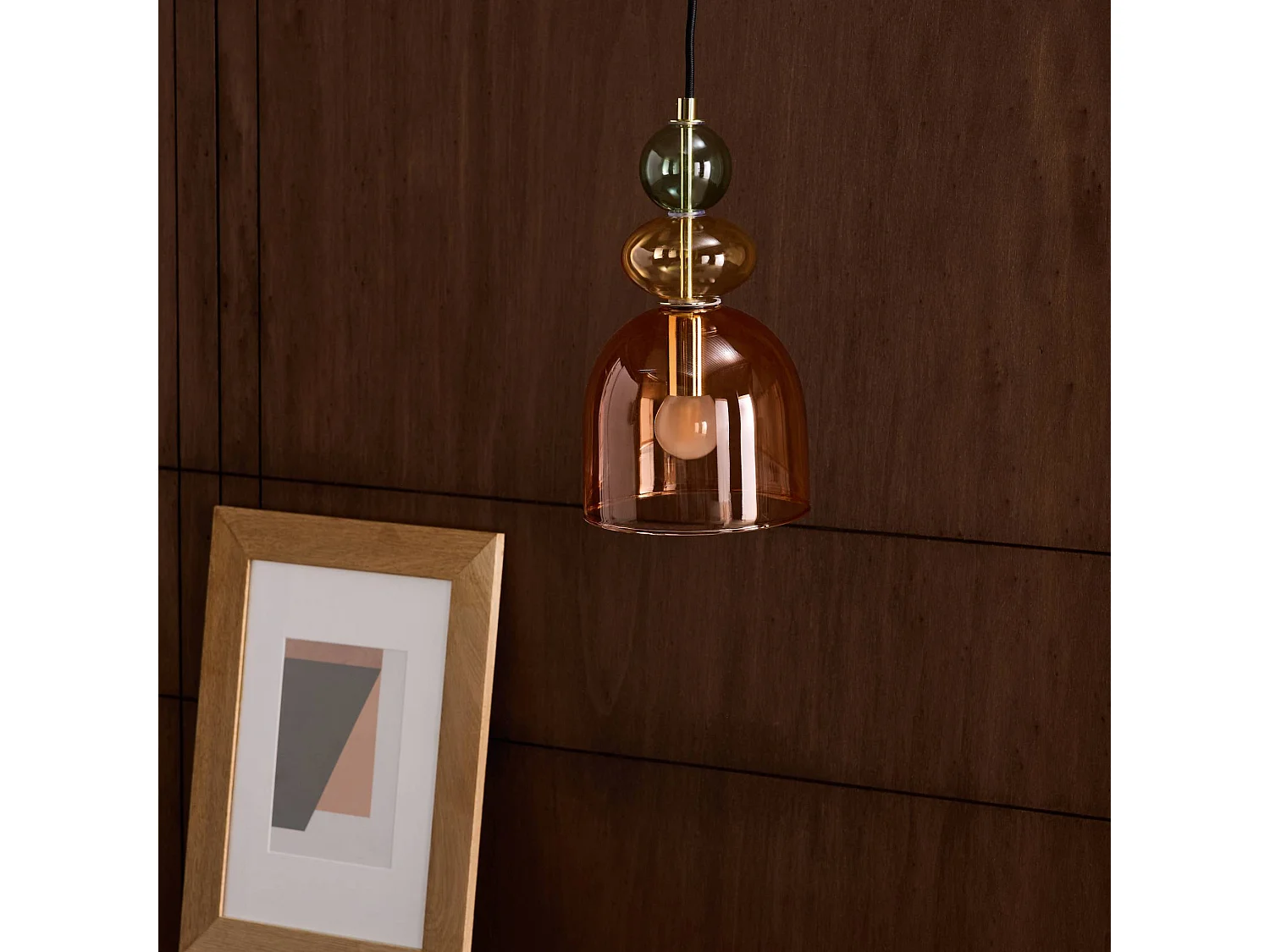 Lampada a sospensione in vetro, ø15cm, rosso