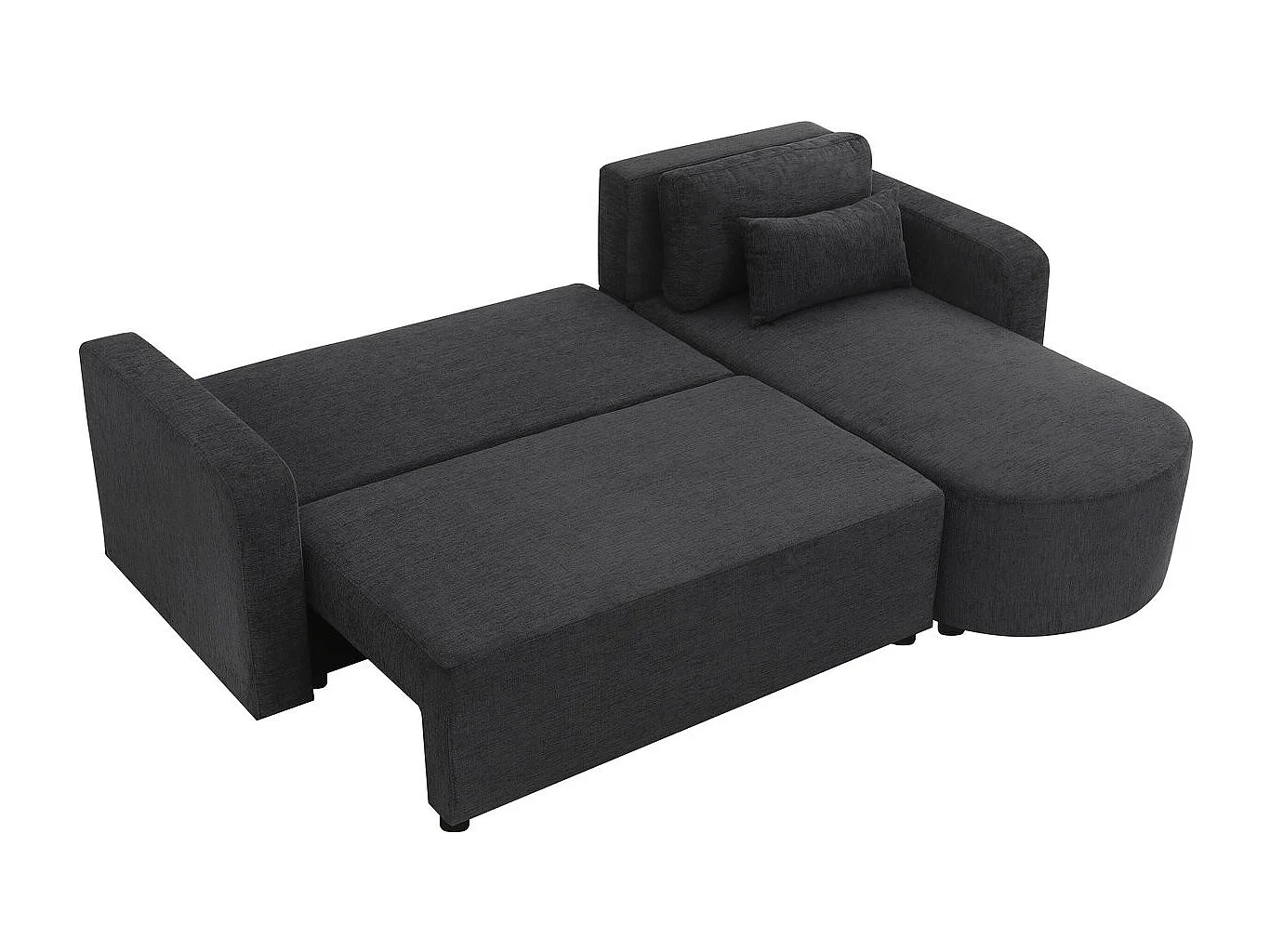 Canapé d'angle convertible/réversible en tissu "Charles" - 3 places - Noir
