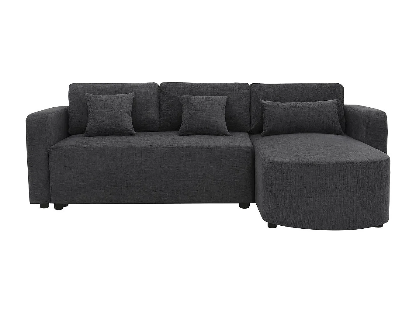 Canapé d'angle convertible/réversible en tissu "Charles" - 3 places - Noir