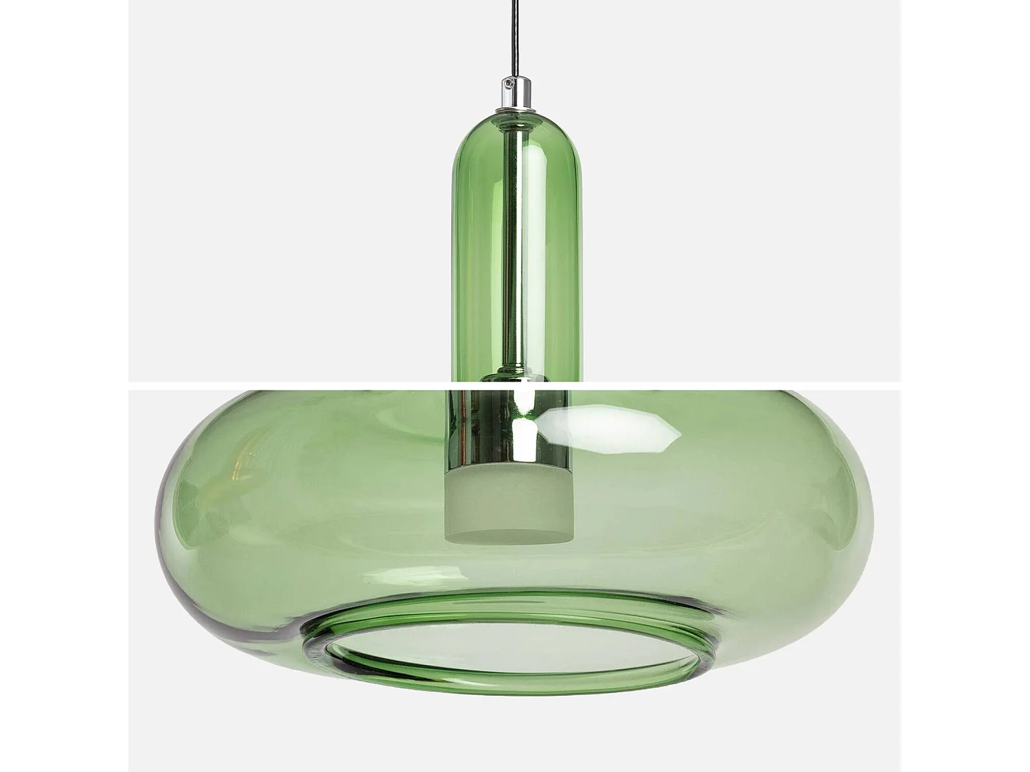 Suspension intérieur verre Ø15cm vert - Zeno