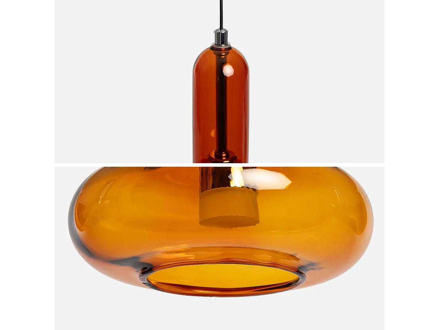 Suspension intérieur verre Ø15cm ambre - Zeno