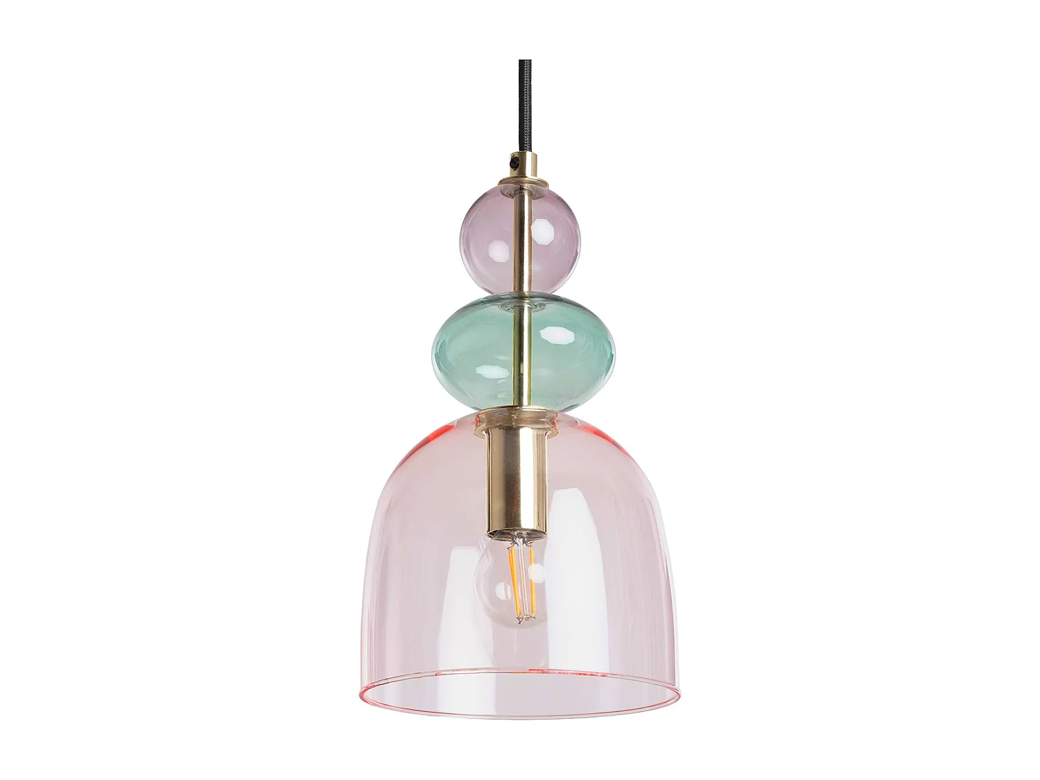 Lámpara colgante, interior de cristal, ø15cm rosa