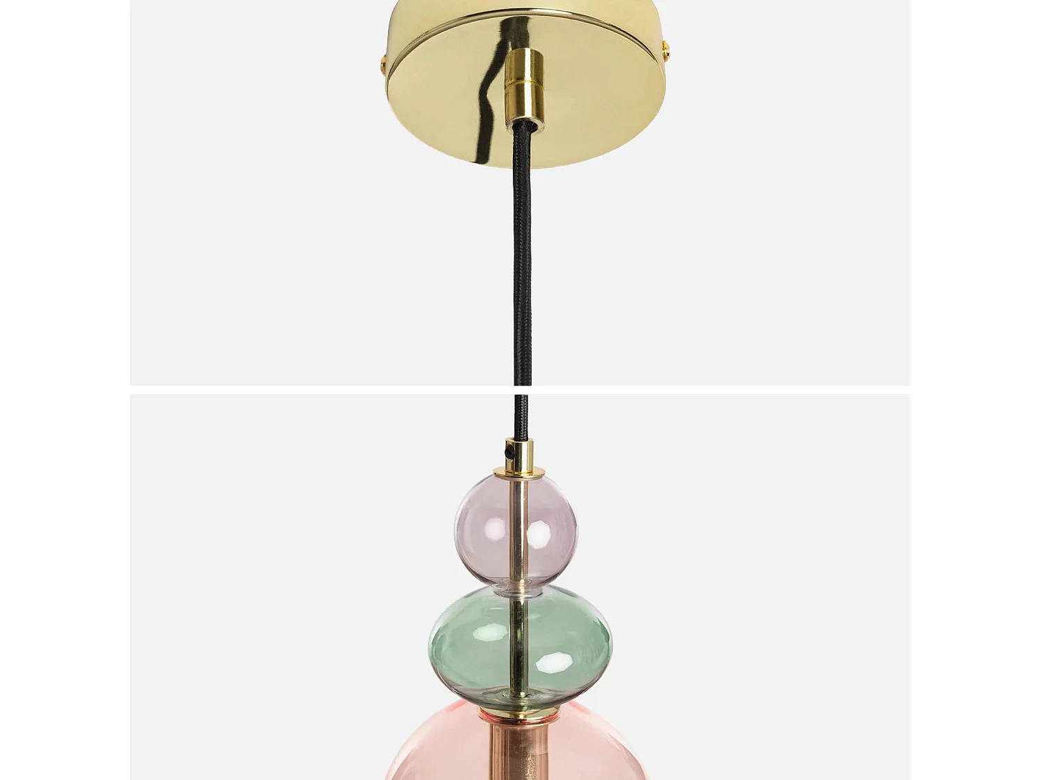 Lámpara colgante, interior de cristal, ø15cm rosa