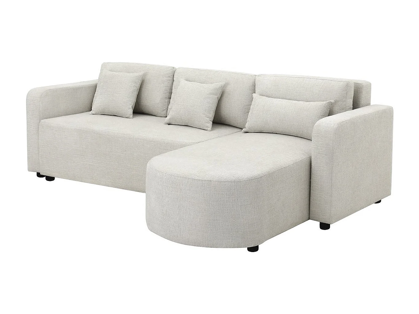 Canapé d'angle convertible/réversible en tissu "Charles" - 3 places - Beige