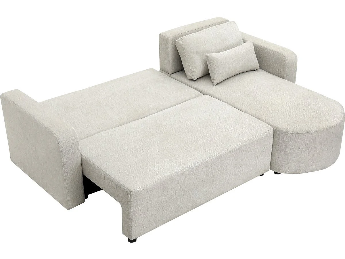 Canapé d'angle convertible 3 places réversible en velours beige CHARLES