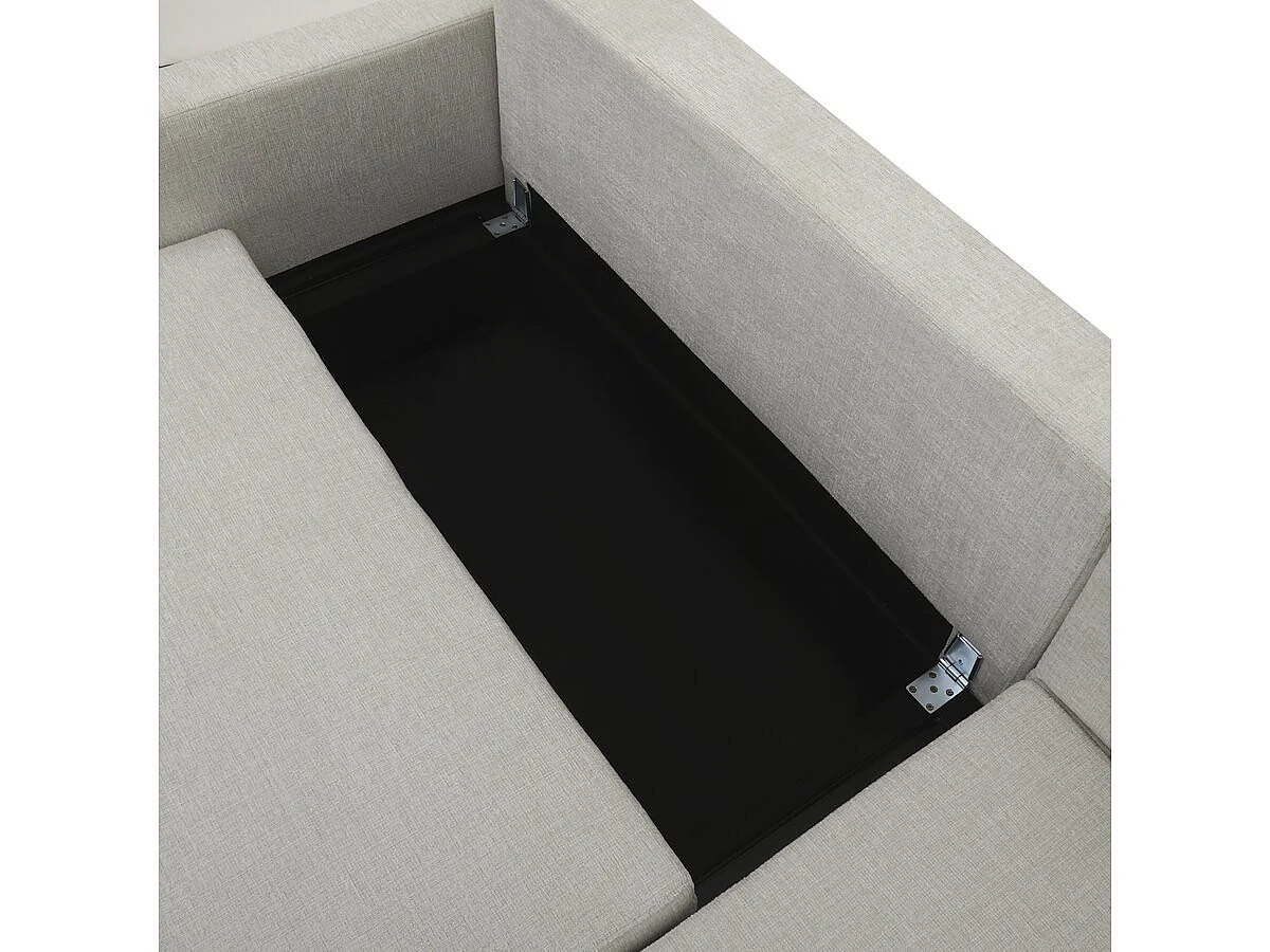 Canapé d'angle convertible 3 places réversible en velours beige CHARLES