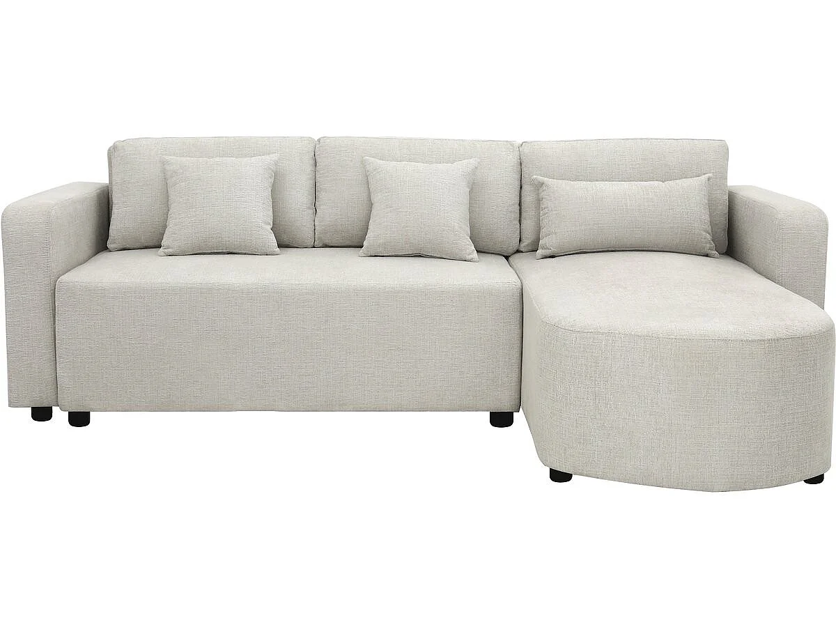 Canapé d'angle convertible 3 places réversible en velours beige CHARLES