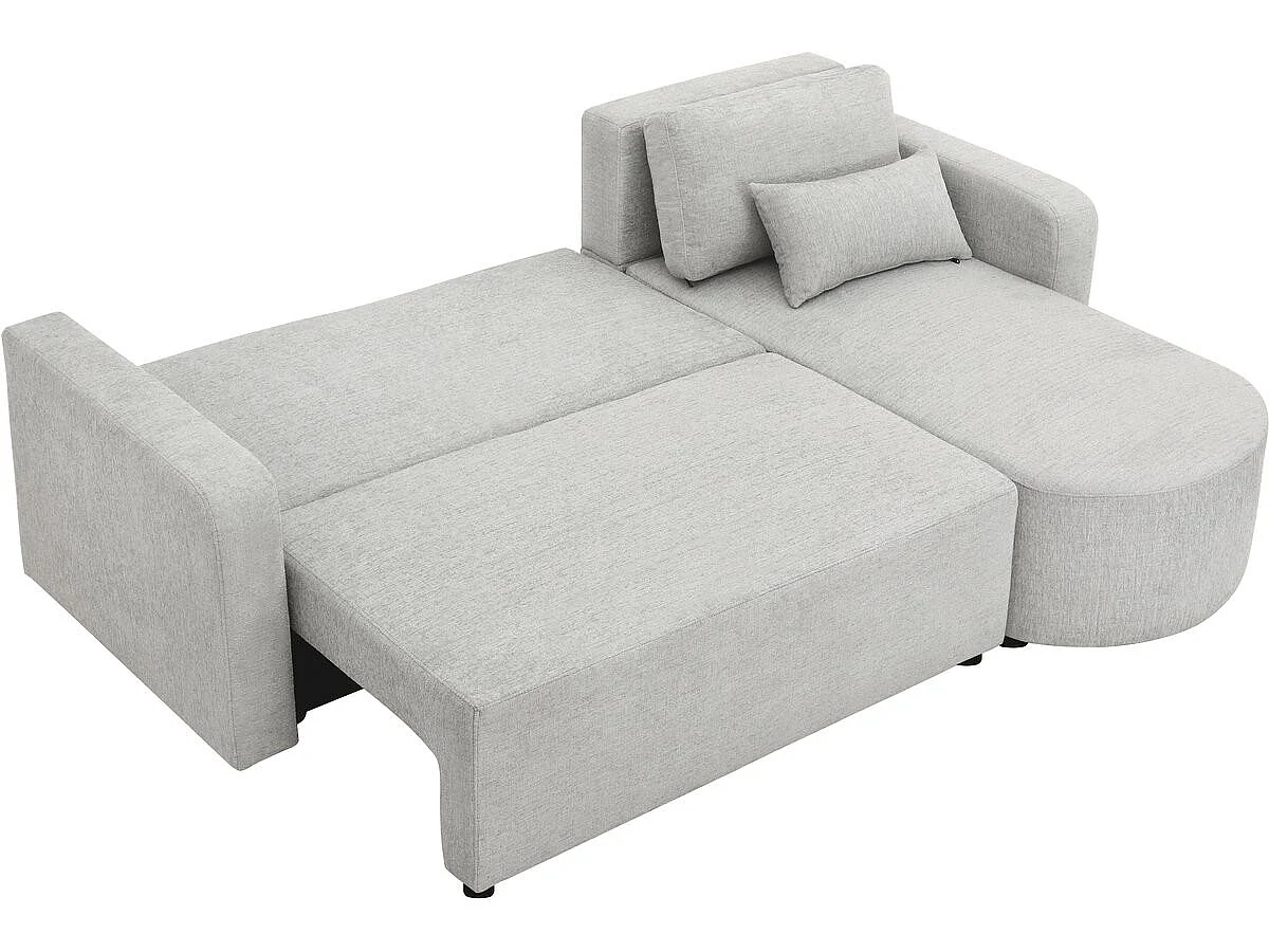 Canapé d'angle convertible 3 places en velours gris CHARLES