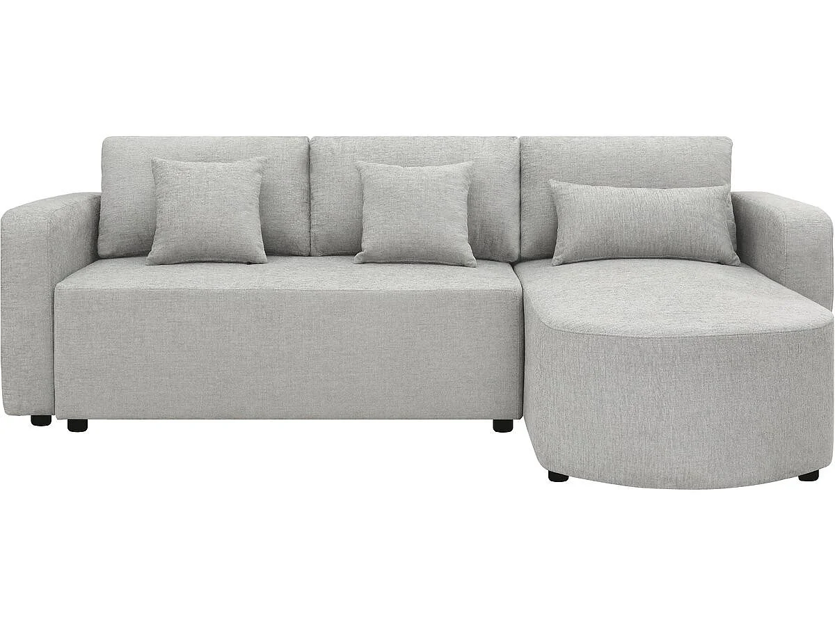 Canapé d'angle convertible 3 places en velours gris CHARLES