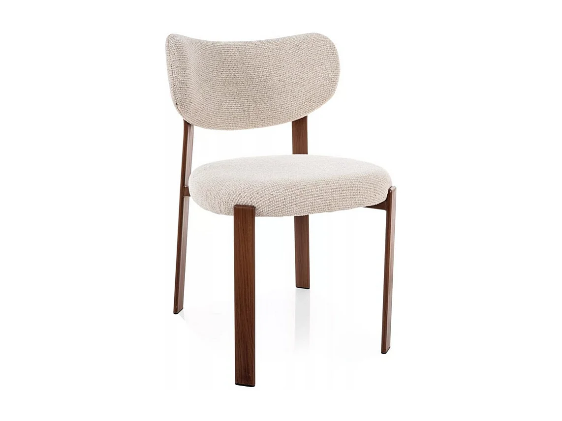 Chaise moderne en tissu beige et pieds métal style bois Zita