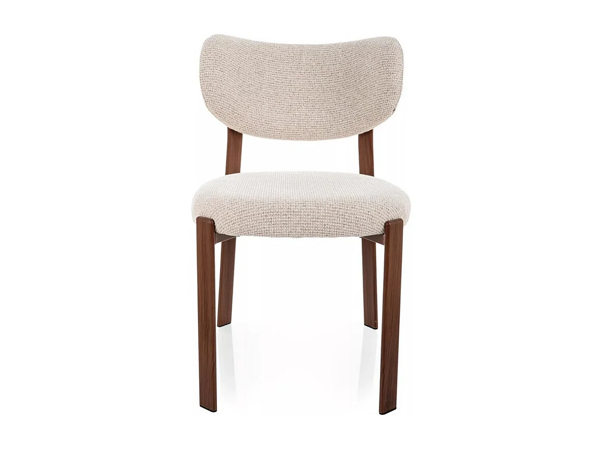 Chaise moderne en tissu beige et pieds métal style bois Zita