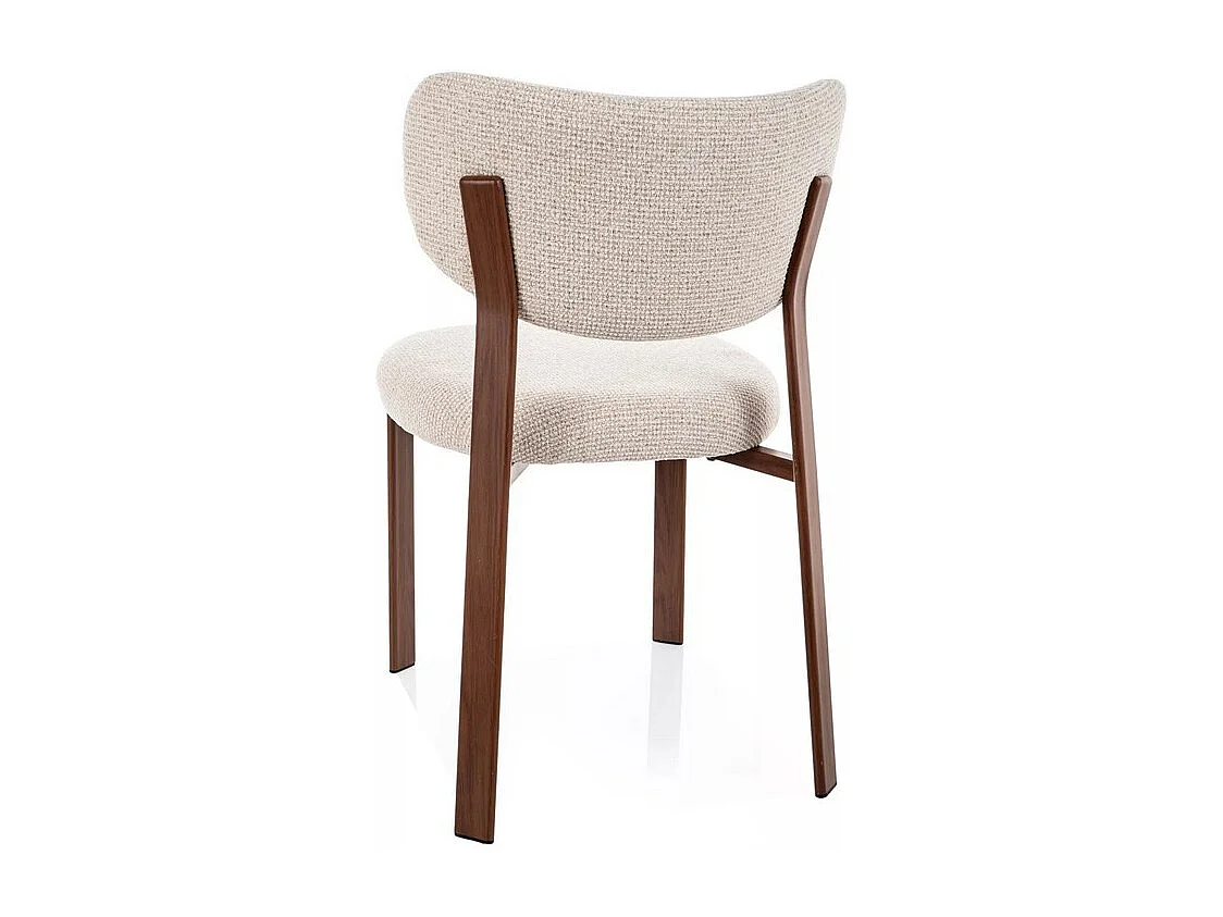 Chaise moderne en tissu beige et pieds métal style bois Zita