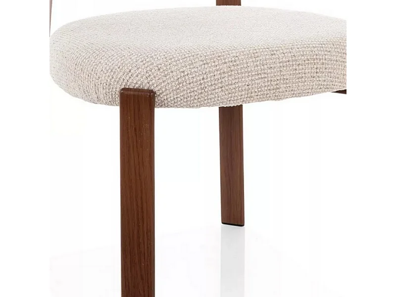 Chaise moderne en tissu beige et pieds métal style bois Zita