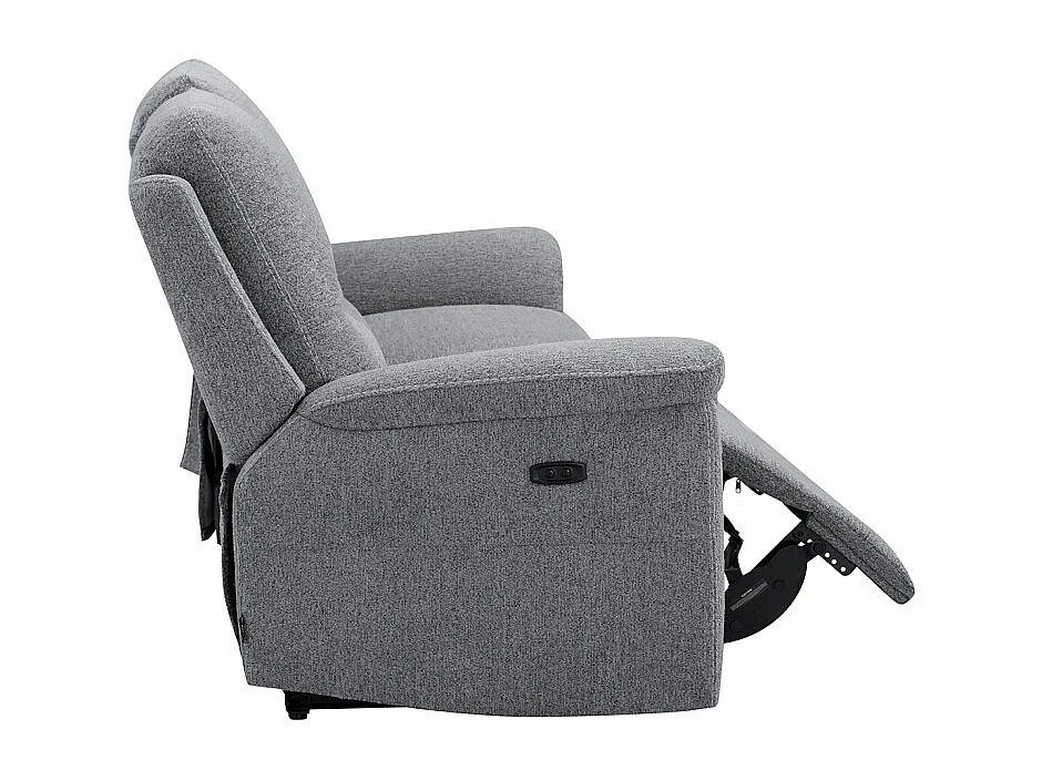 Canapé relax électrique 3 places en tissu doux gris – LEONIE