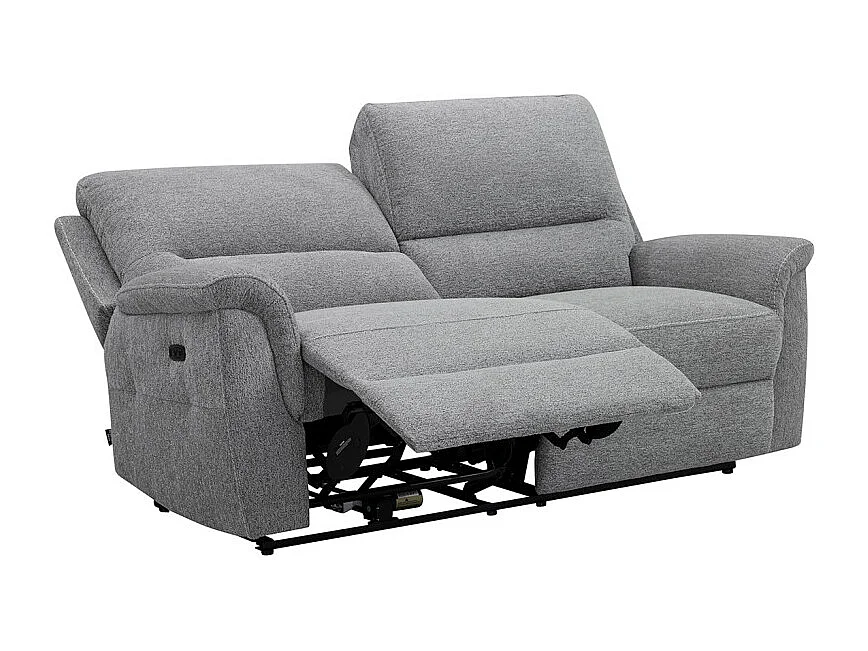Canapé relax électrique 3 places en tissu doux gris – LEONIE