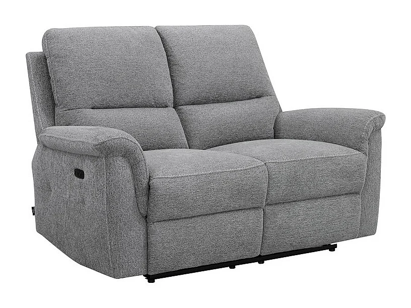 Canapé relax électrique 2 places en tissu doux gris – LEONIE