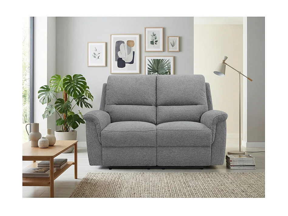 Canapé relax électrique 2 places en tissu doux gris – LEONIE