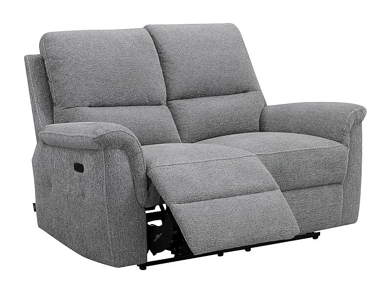 Canapé relax électrique 2 places en tissu doux gris – LEONIE