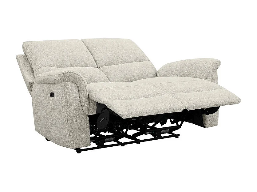 Canapé relax électrique 2 places en tissu doux beige – LEONIE