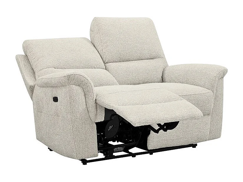 Canapé relax électrique 2 places en tissu doux beige – LEONIE