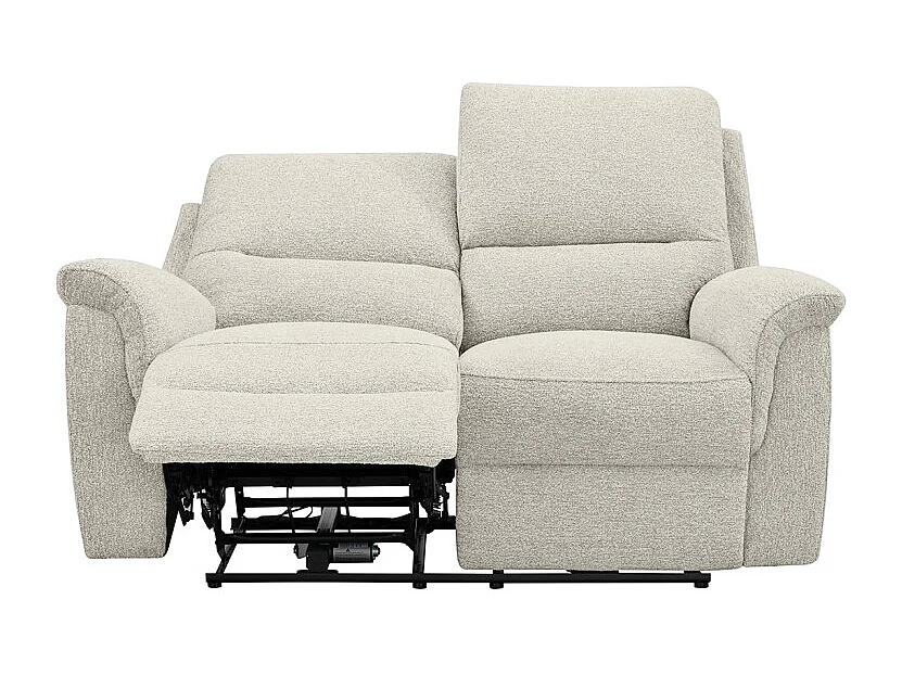 Canapé relax électrique 2 places en tissu doux beige – LEONIE