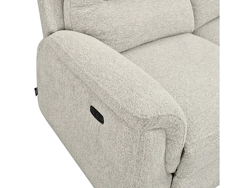 Canapé relax électrique 2 places en tissu doux beige – LEONIE