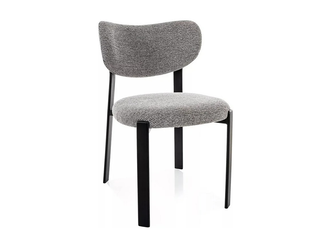 Chaise moderne en tissu gris et métal noir Zita