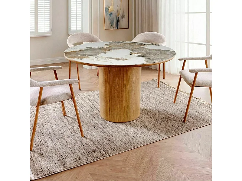 Table ronde céramique 120 cm effet marbre Selma