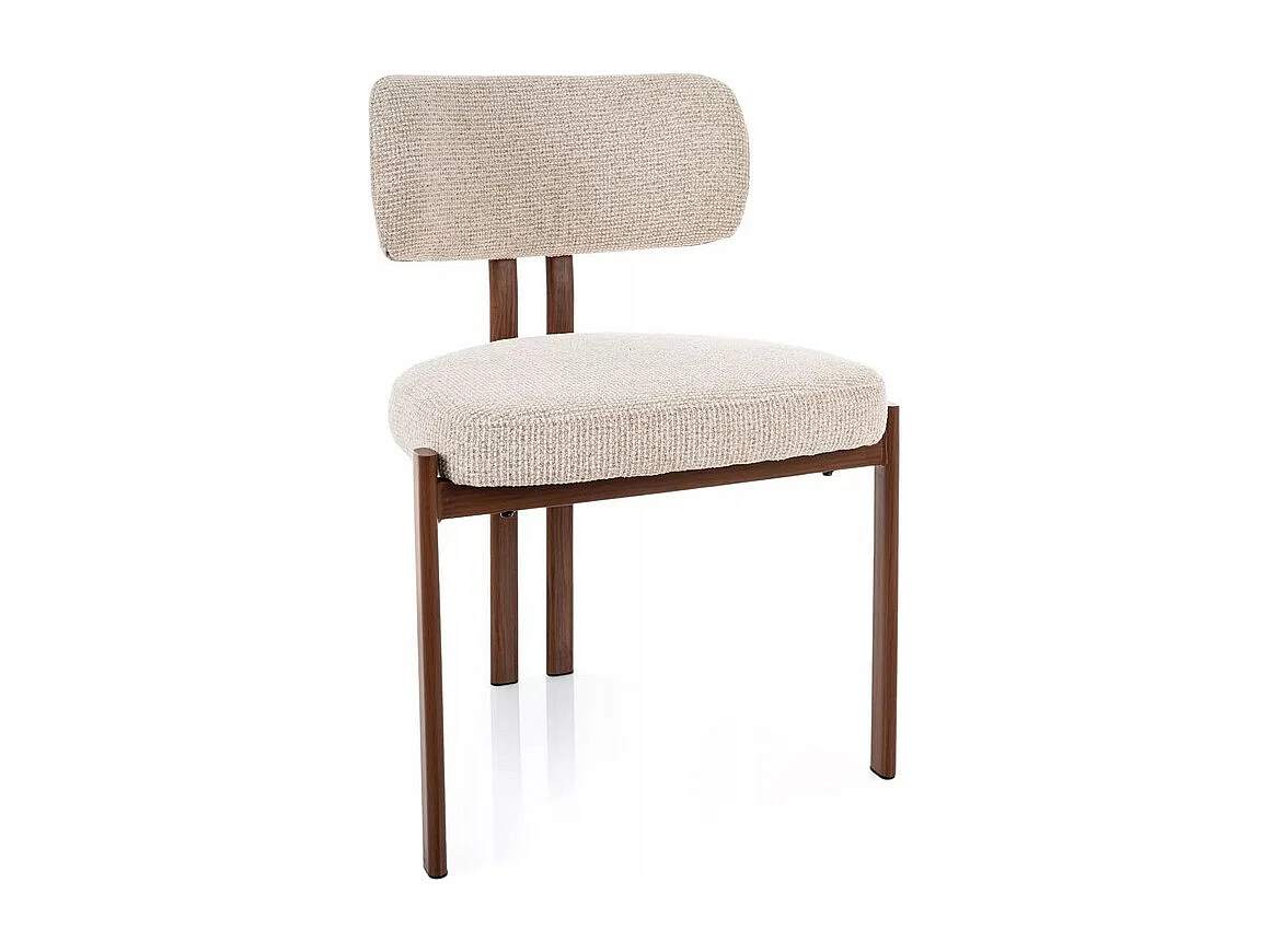 Chaise de salle rembourrée style Japandi tissu beige Sola