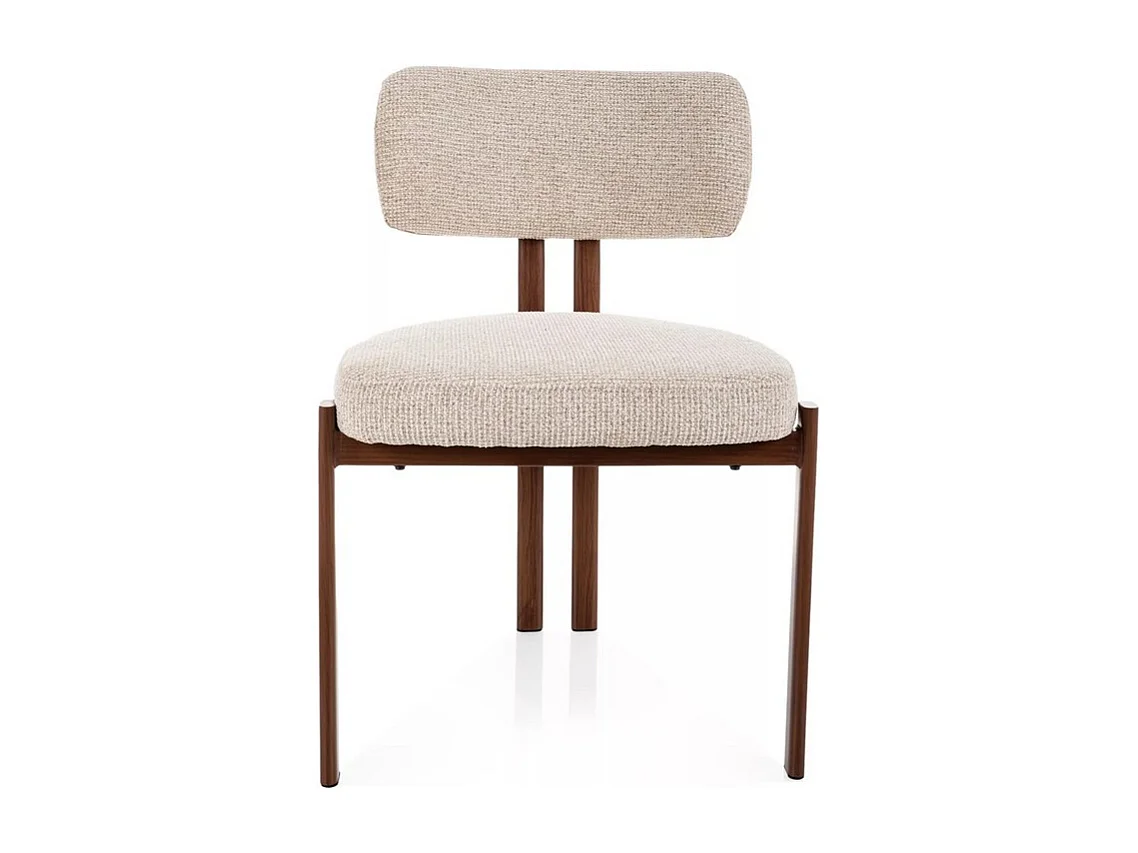 Chaise de salle rembourrée style Japandi tissu beige Sola