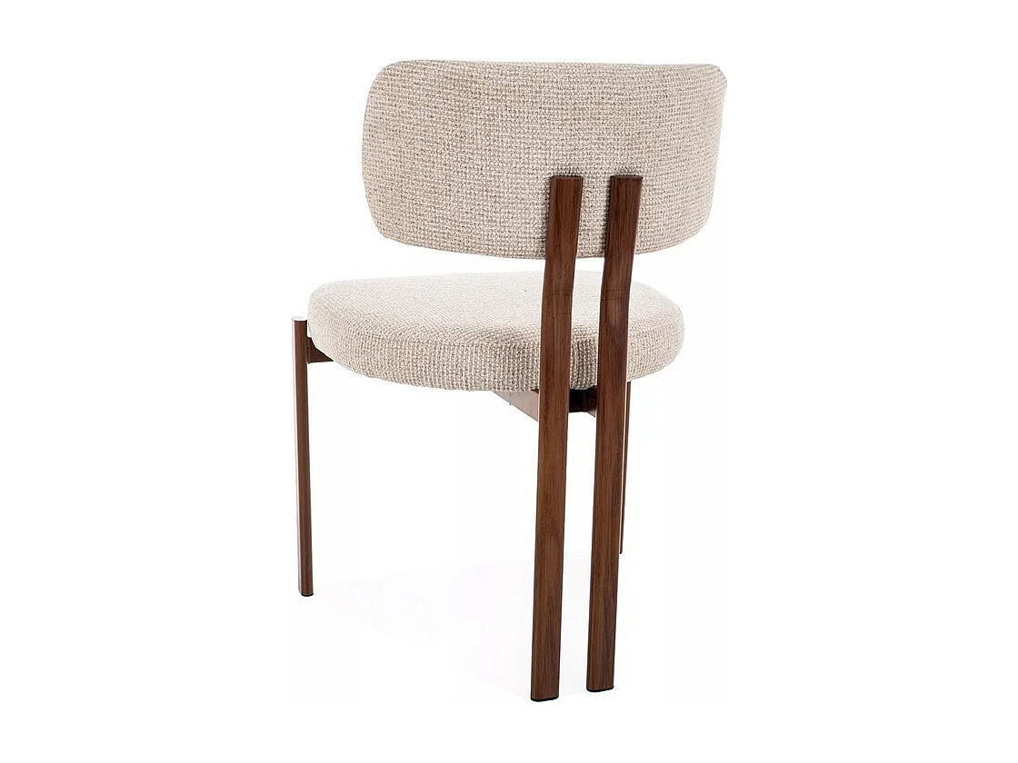 Chaise de salle rembourrée style Japandi tissu beige Sola