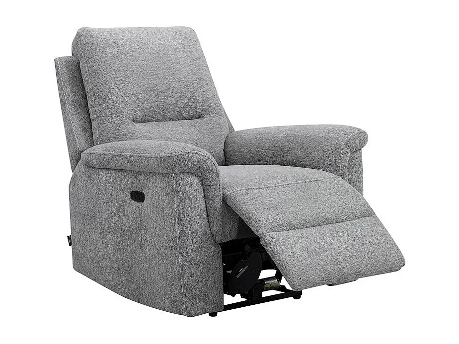 Fauteuil relax électrique en tissu doux gris – LEONIE