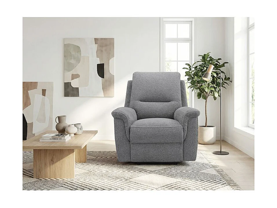 Fauteuil relax électrique en tissu doux gris – LEONIE