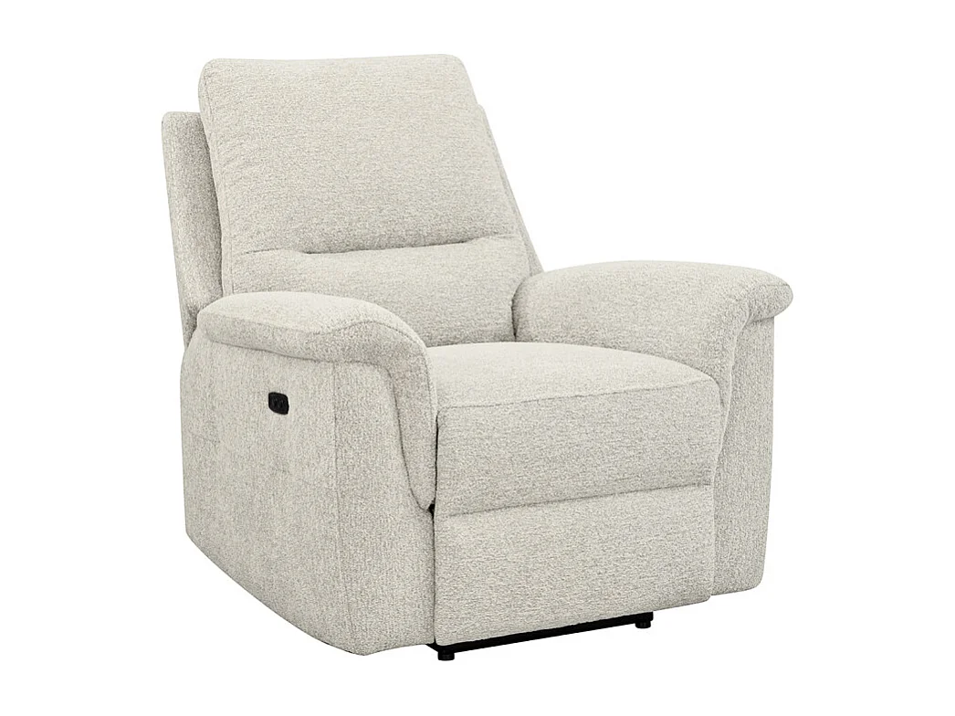 Fauteuil relax électrique en tissu doux beige – LEONIE