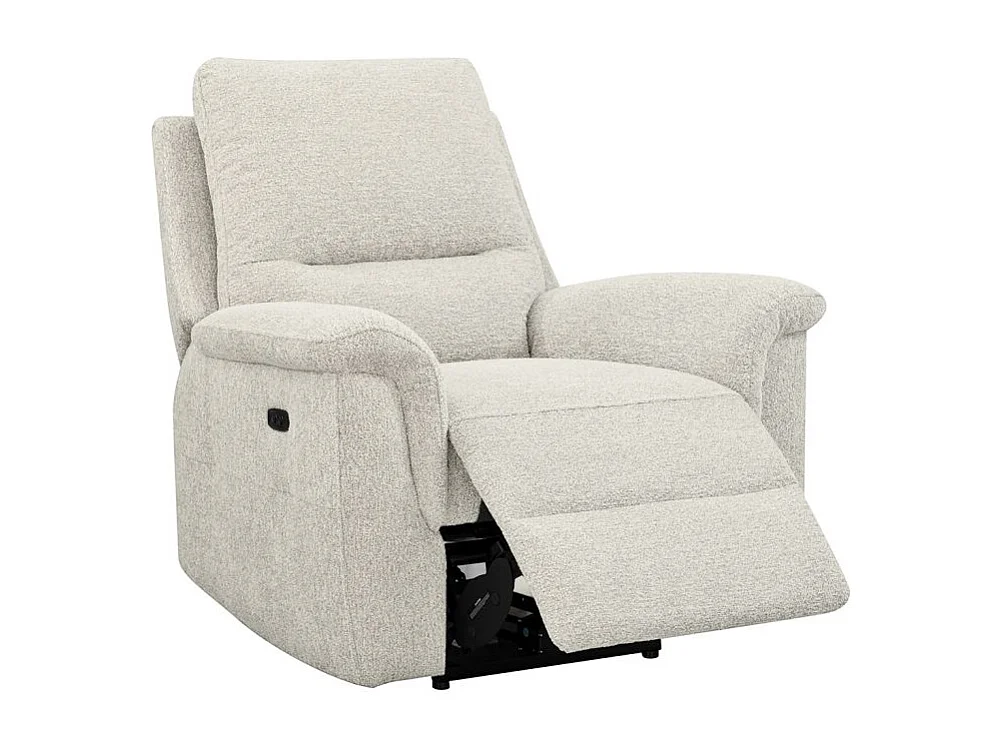 Fauteuil relax électrique en tissu doux beige – LEONIE