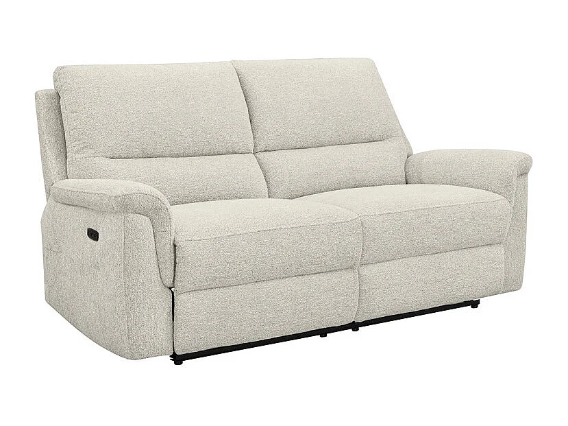 Canapé relax électrique 3 places en tissu doux beige – LEONIE