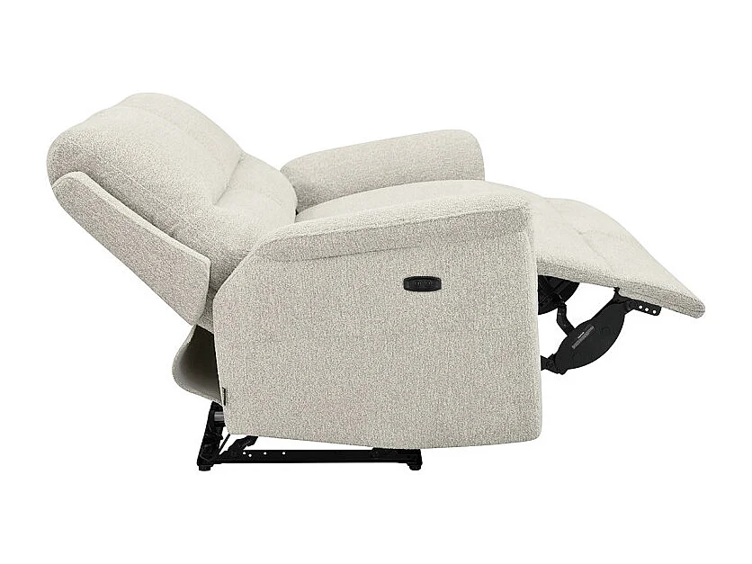 Canapé relax électrique 3 places en tissu doux beige – LEONIE